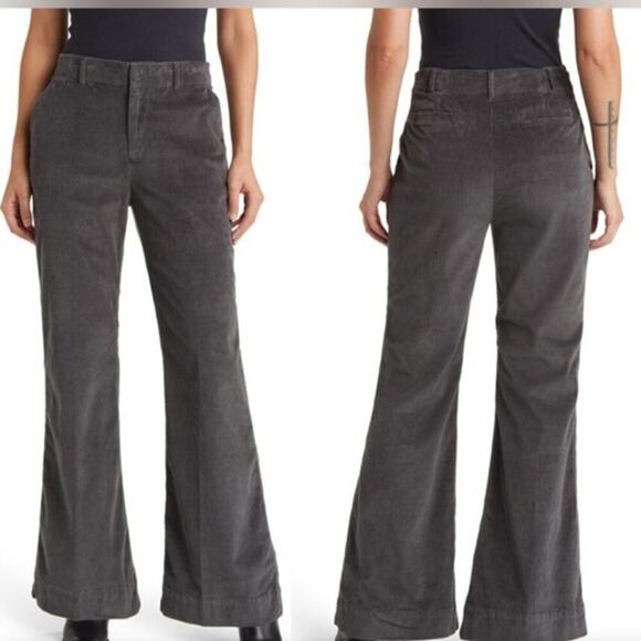 Treasure & Bond Corduroy Pant High Rise Wide Flare Leg Charcoal Gray NWT 20 - Picture 2 of 7